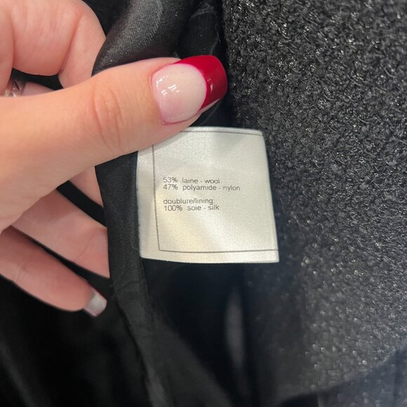 CHANEL 2001 Black Double Breasted Pea Coat Midi Jacket size IT 42/6 - Picture 12 of 12